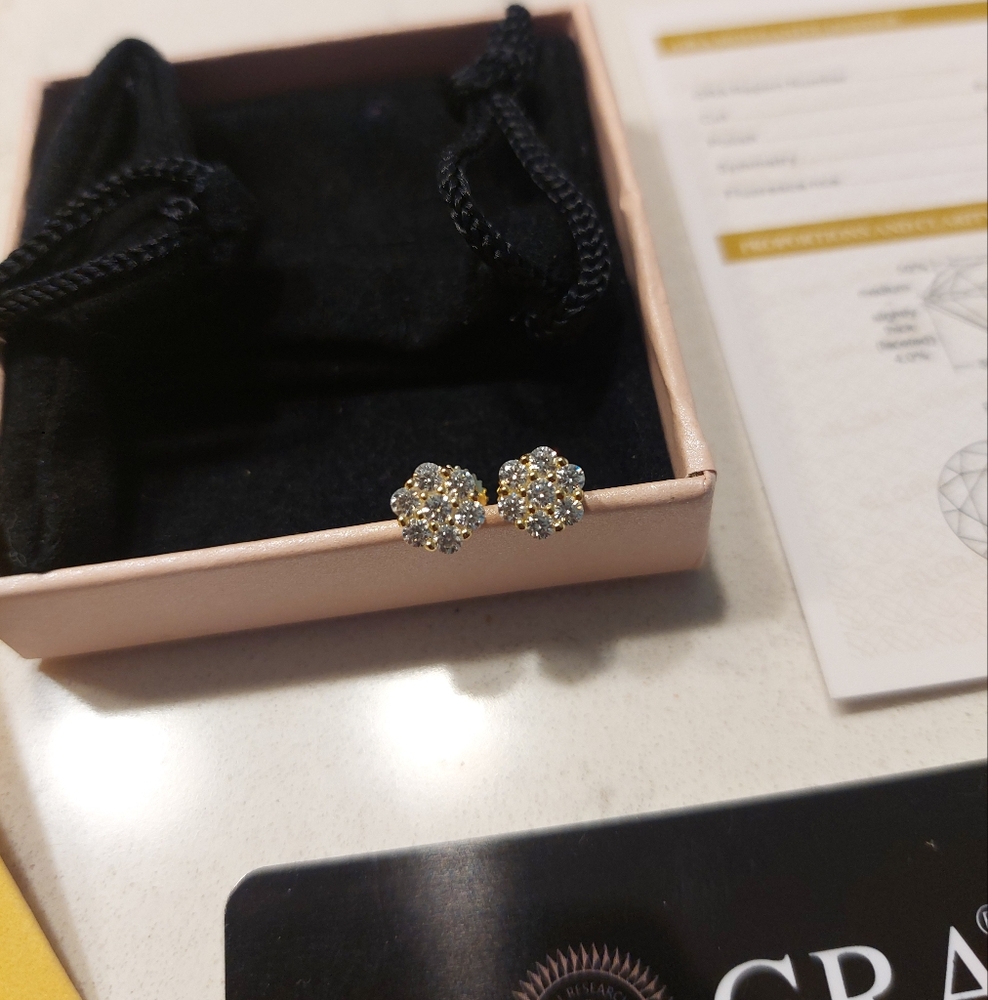 Moissanite Flower 14K Gold Plated Moissanite Earrings